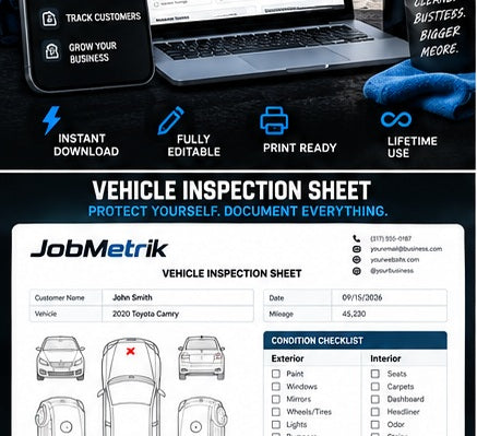 Vehicle inspection and condition report template for mobile detailers