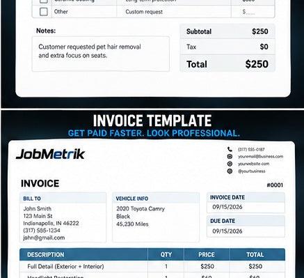 Professional invoice and receipt template for mobile detailers